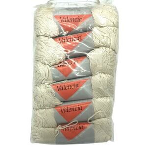 Bernat Valencia Yarn 50/50 Acrylic Cotton 12 Skeins Size 6 Natural New In Bag